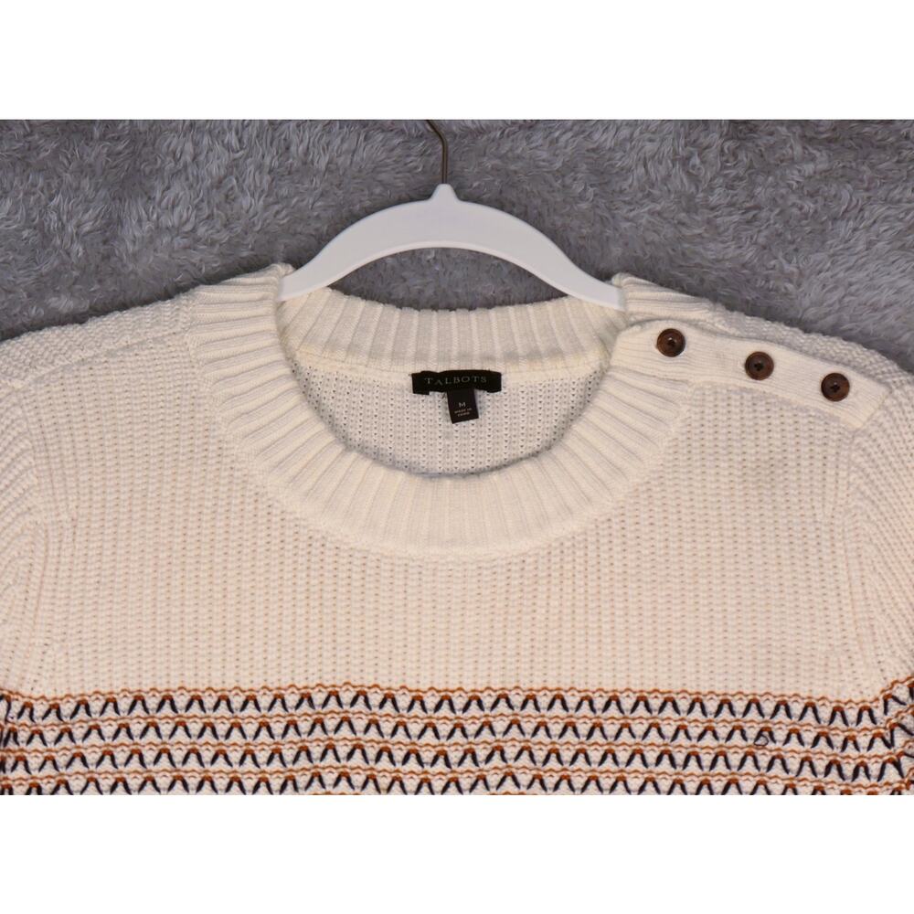 Talbots Tunic Sweater Womens Medium Multi Elbow Patch Wool Blend Academia Boho - Picture 3 of 11